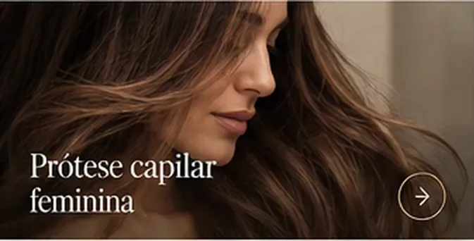 Prótese capilar feminina — imagem editorial ilustrativa